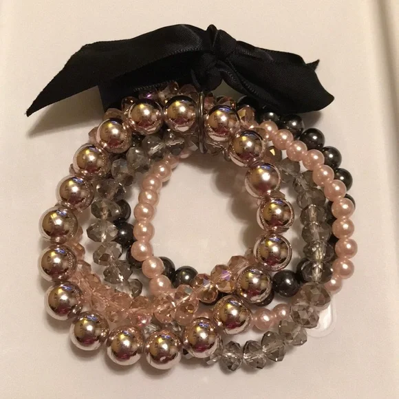 3/$15 Gorgeous Multi Strand Stretch Bracelet Stack - Picture 2 of 3